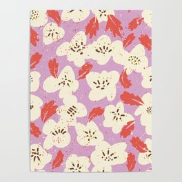 Bold flowers in my garden on chaly pink Poster