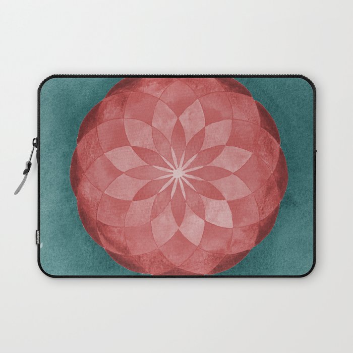 Watercolor Sacred Geometry Red Flower Mandala Laptop Sleeve