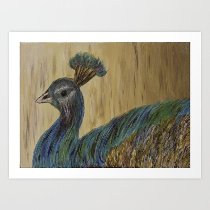 Beautiful Acrylic Painting With Colorful Peacock At The Zoo Art
