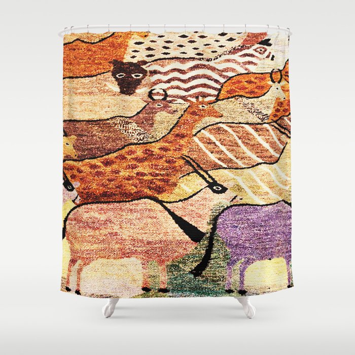 Vintage African Animal Rug Print Shower Curtain