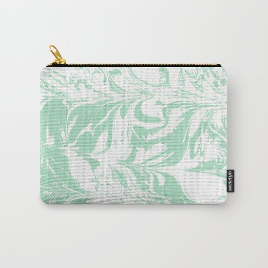 Asa - spilled ink mint marble japanese watercolor marbling marbled water wave ocean sea minimal Carry-All Pouch