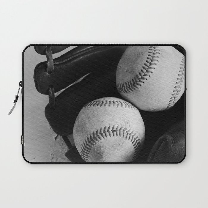 Old baseball equipment in black and white Laptop Sleeve