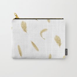Gold Glitter Feathers Carry-All Pouch