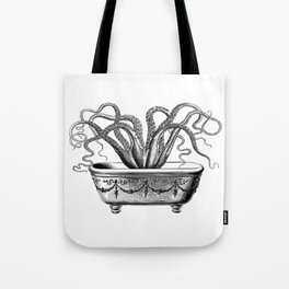 Tentacles in the Tub | Octopus in Bath | Vintage Octopus | Black and White | Tote Bag