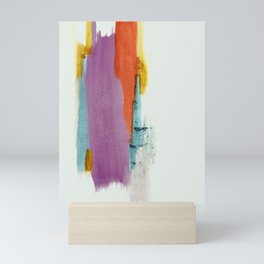 Aly: a colorful, minimal, abstract piece in bold purple, blue, orange, and yellow Mini Art Print