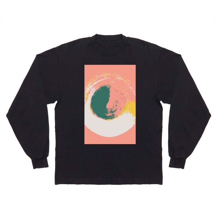 Bottle - Abstract Circle Colourful Swirl Art Design in Pink and Green Long Sleeve T Shirt