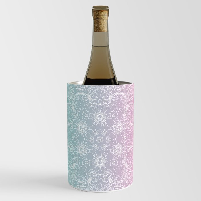 Abstract y2k digital geometric floral morph pink and blue pastel pattern Wine Chiller