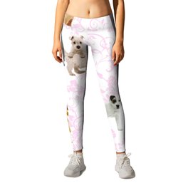 Puppy Clouds Leggings | White, Hearts, Bine, Pink, Animal, Puppies, Graphicdesign, Dogs, Valentine, Kids 