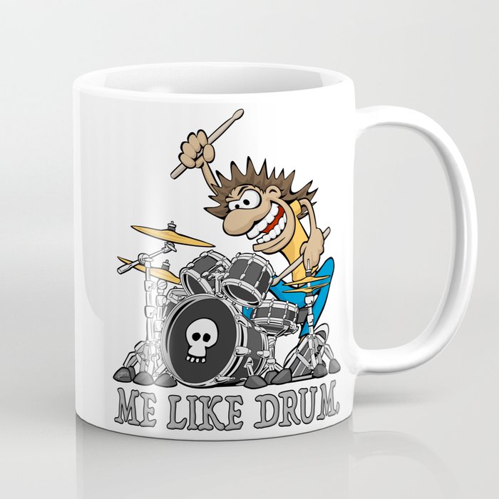 Me Like Drum. Wild Drummer Cartoon Illustration Coffee Mug