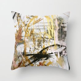 Armor [9]:a bright, interesting abstract piece in gold, pink, black and white Throw Pillow