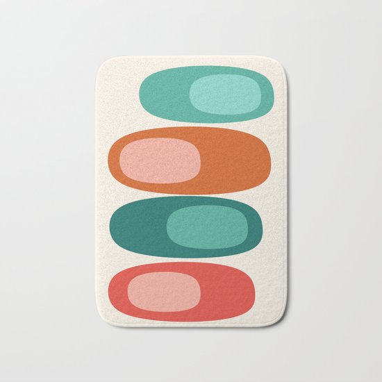 Ya Dig - abstract retro minimal dots 70s 1970s style pattern art 70's 1970's Bath Mat