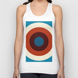 Maroon, fire brick, antique white, dark cyan, teal concentric circles Unisex Tank Top