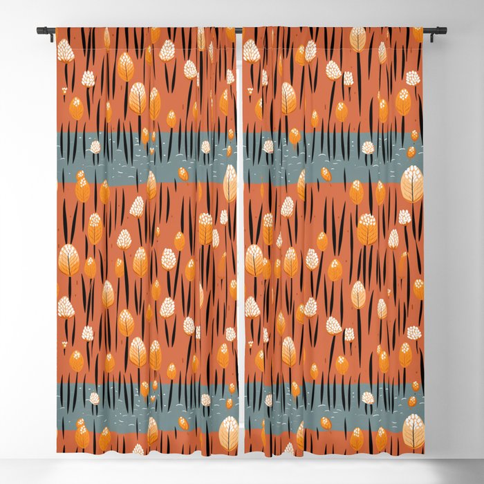 Modernist Forest Abstract Blackout Curtain