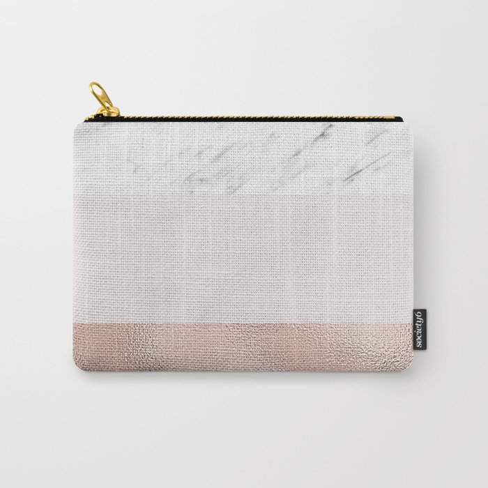 Pastel striping - rose gold marble Carry-All Pouch