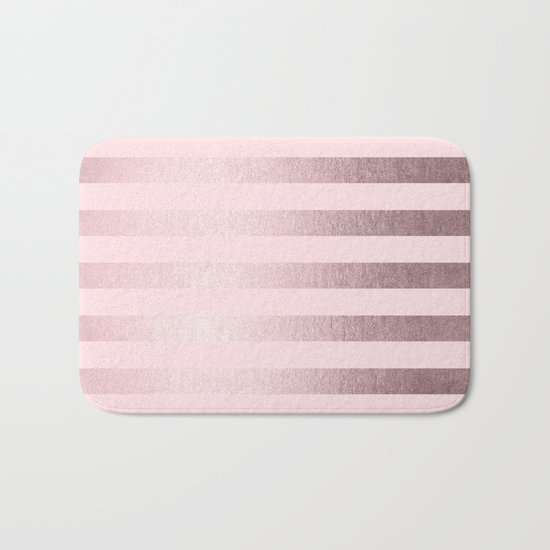 Shimmer Stripes Rose Gold Palace on Pink Bath Mat