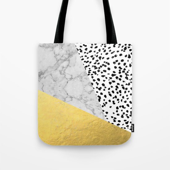 Marble Gold Dots - modern hipster trendy shiny gold foil cell phone case iphone dorm college Tote Bag