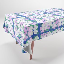 Retro Desert Flowers Pink on Navy Tablecloth