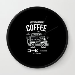 Fresh and Hot Coffee Food Truck. Coffee lovers gift. Wall Clock