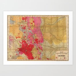 Vintage Geological Map of Colorado (1879) Art Print