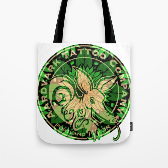 Leafy Green Aardvark Tattoo Company Logo Tote Bag