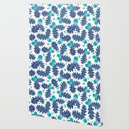 Acorns in Winter Blue Wallpaper