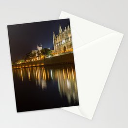 Spain Photography - Catedral Basílica Lit Up In The Night Stationery Card