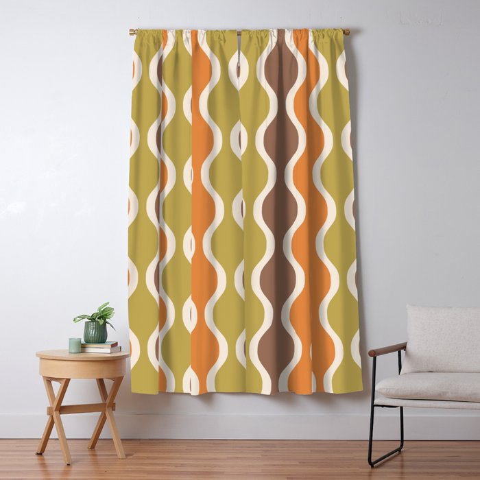 Classic Retro Ogee Pattern 846 Orange Brown And Olive Blackout Curtain By Tonymagner Society6
