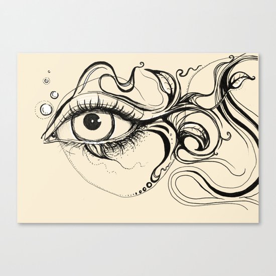 Eye Fish Doodle Canvas Print