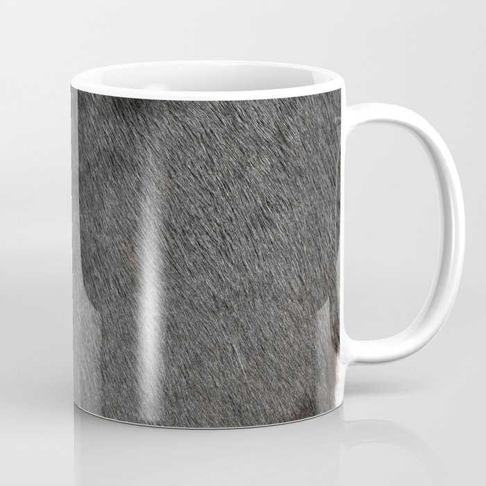 Black Cowhide, Cow Skin Print Pattern, Modern Cowhide Faux Leather Coffee Mug