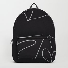 II White Over Black Abstract Line Art Backpack