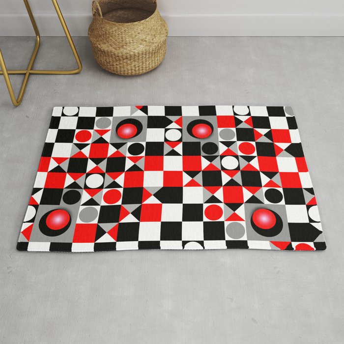 Cute Patterns In Red Black And Grey Rug By Walstraasart