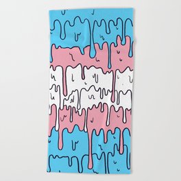 Pastel Kawaii Melting Trans Pride LGBTQ Design Beach Towel