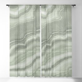 Sage Green Marble Texture Abstract Modern Pattern  Sheer Curtain
