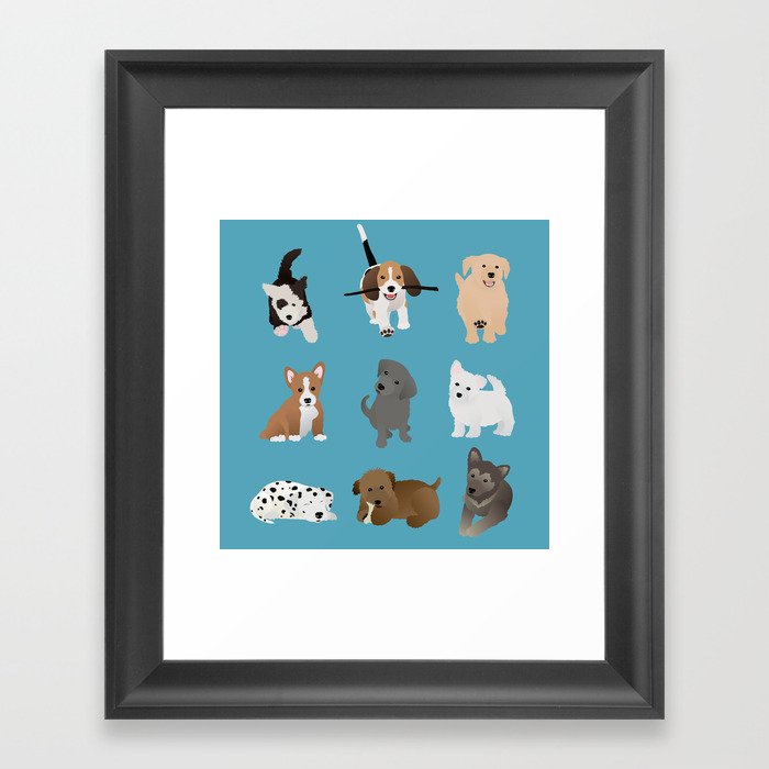 puppies pattern Framed Art Print