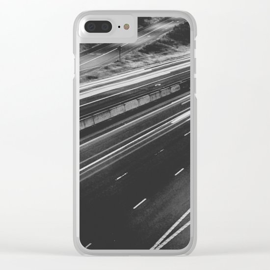 Seattle at Night - Black and White Clear iPhone Case