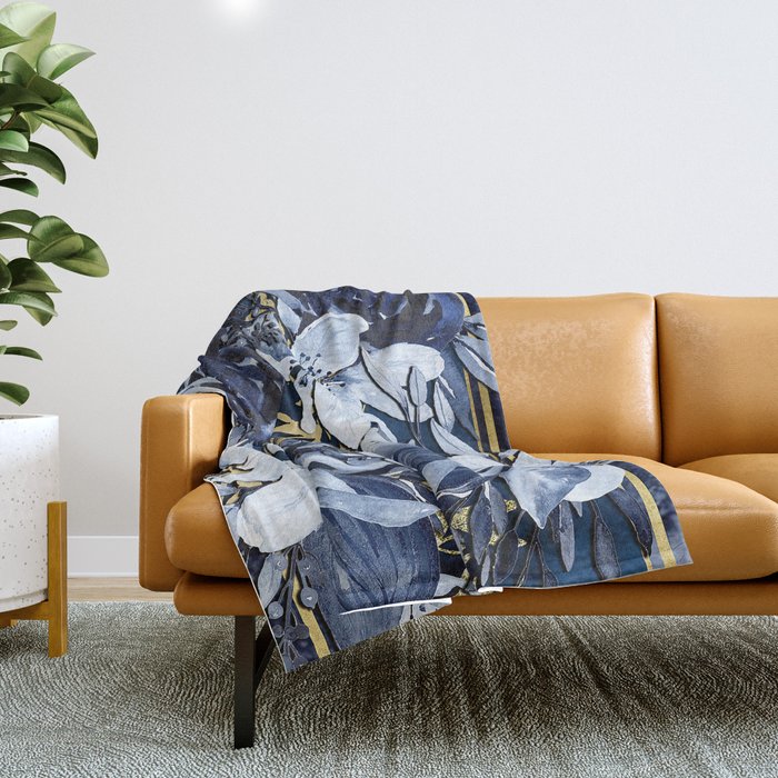 Navy and online gold throw blanket