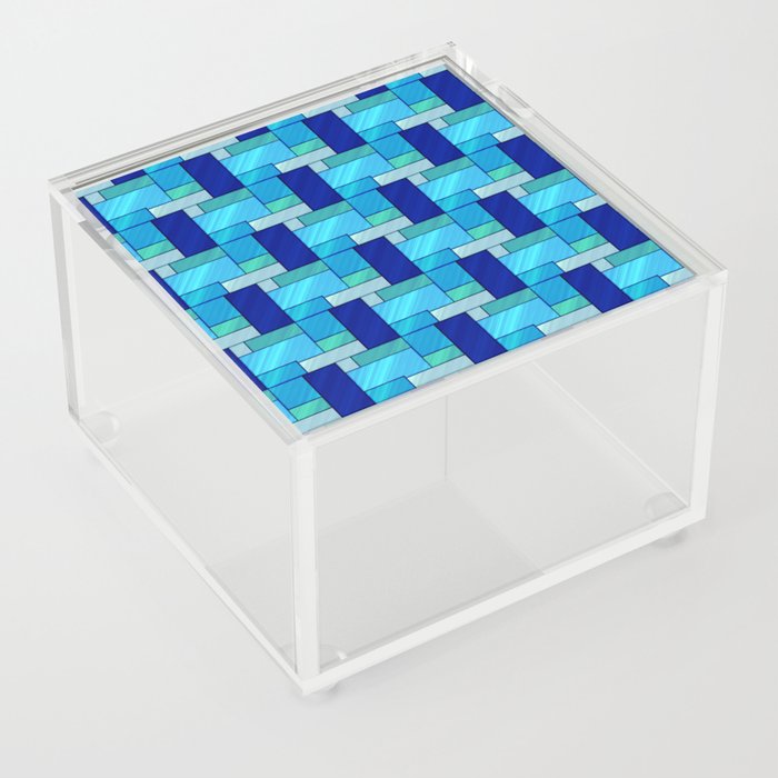 pattern of rectangles in stained glass style in blue and gray colors Acrylic Box