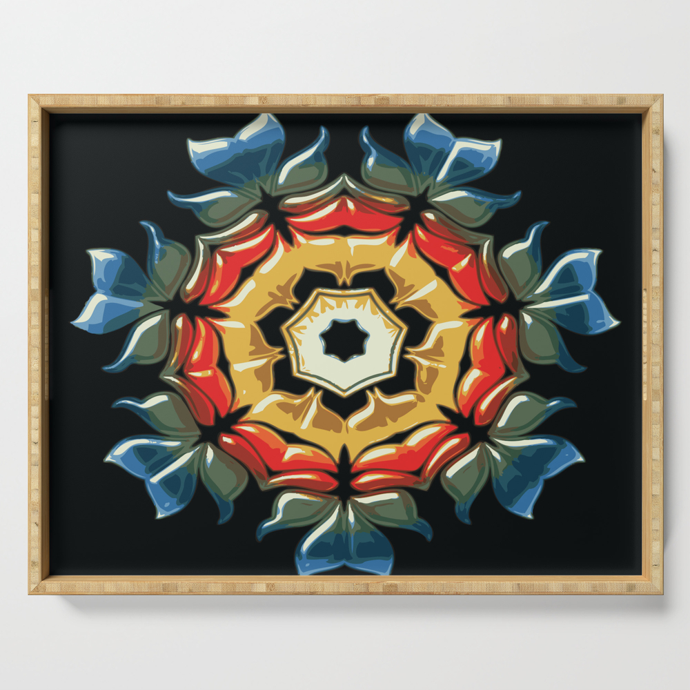 Colorful Floral Abstract Art Serving Tray by brucealmighty