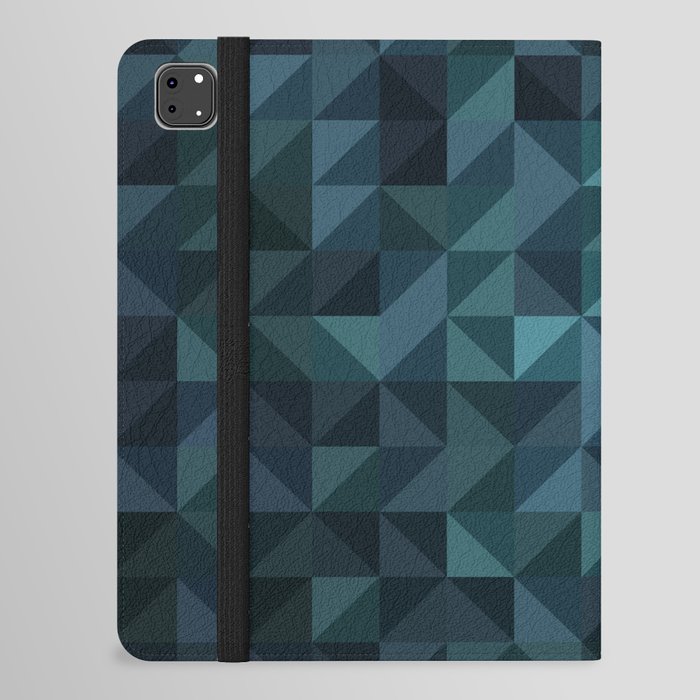 Stained glass blue, small squares iPad Folio Case