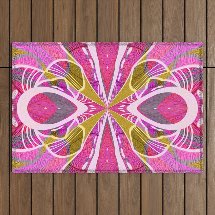 Ultra Classic Psychedelic Floral Textile Pop Art Outdoor Rug