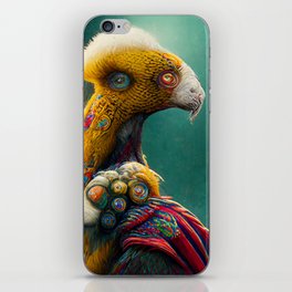 A fantasy portrait of an unusual bird in a fairy-tale elfin forest. Fabulous flower garden and cute fantasy birds. Concept of a colorful magic bird. iPhone Skin