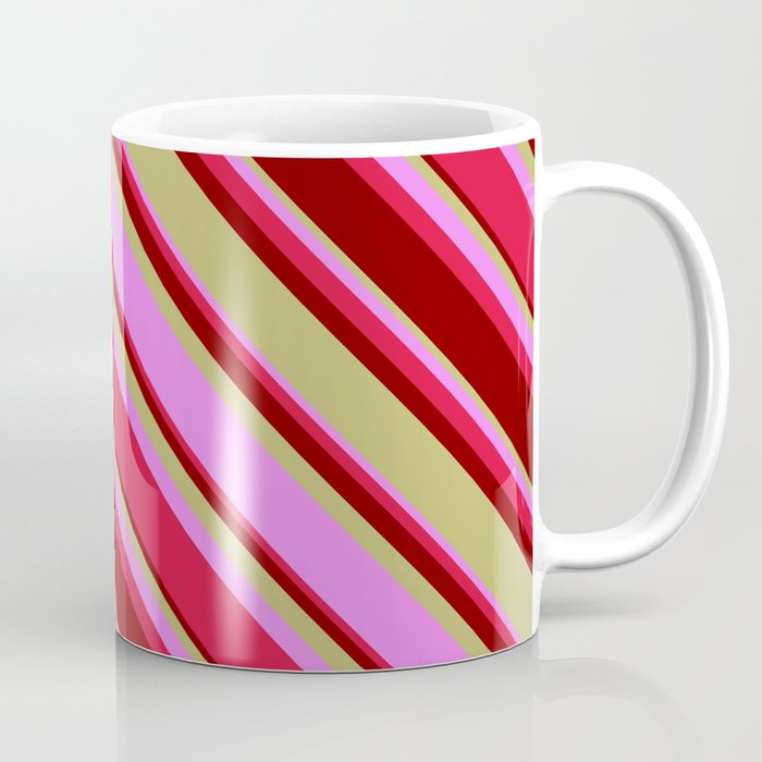 Dark Khaki, Violet, Crimson & Maroon Colored Lines Pattern Coffee Mug