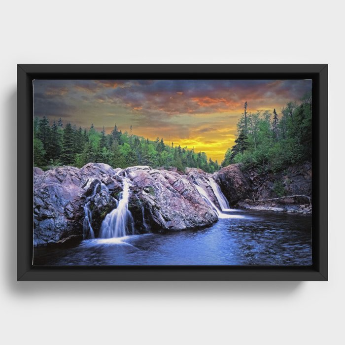 Aquasabon River Falls in Ontario, Canada by Lake Superior Framed Canvas