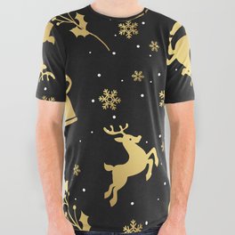 Golden Christmas All Over Graphic Tee