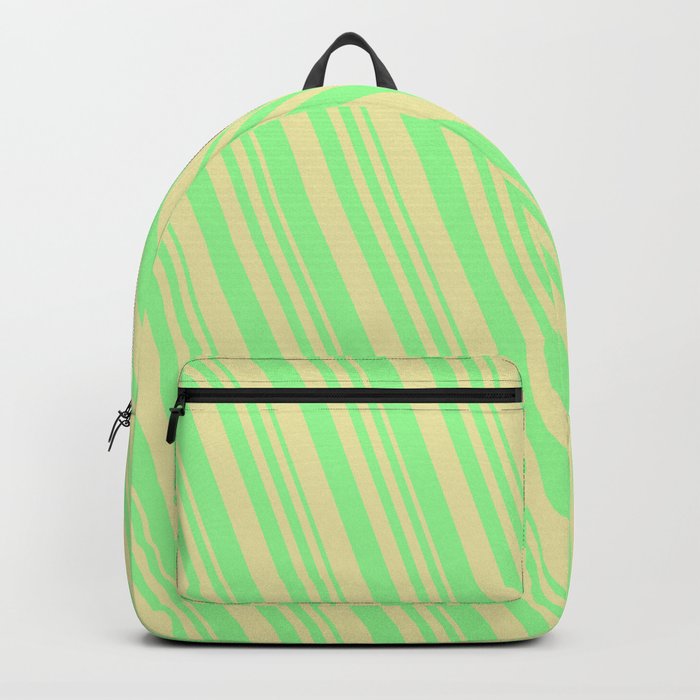 Green and Pale Goldenrod Colored Lines/Stripes Pattern Backpack