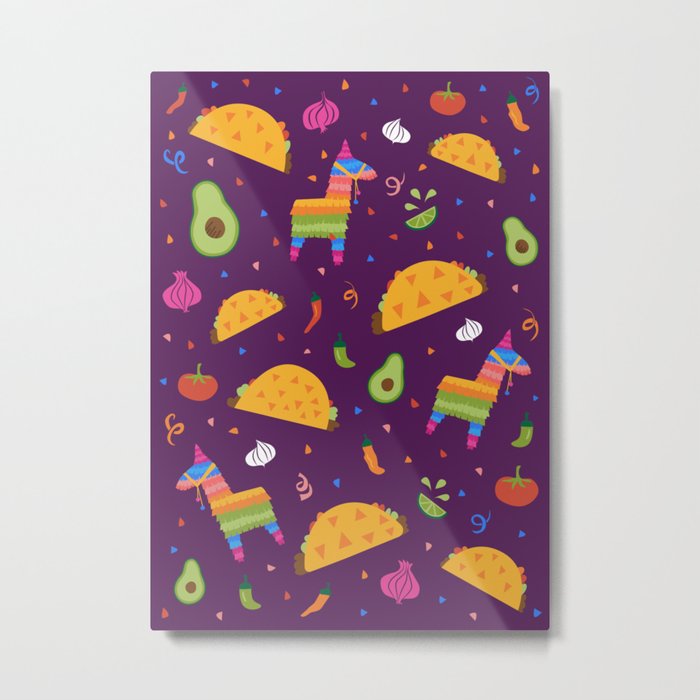 Taco Fiesta in Purple Metal Print