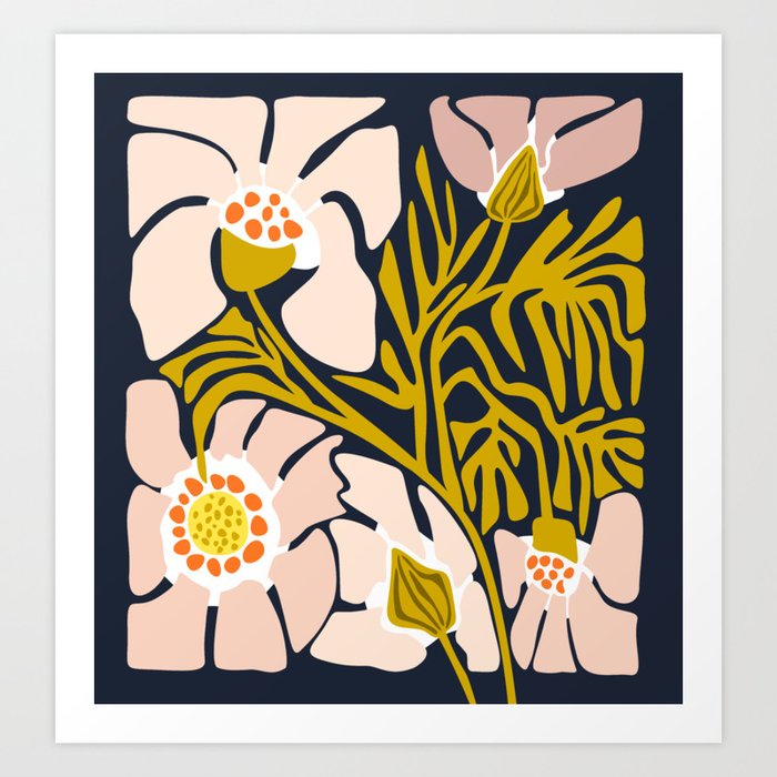 Backyard flower – modern floral illustration Art Print by DESIGN d ...