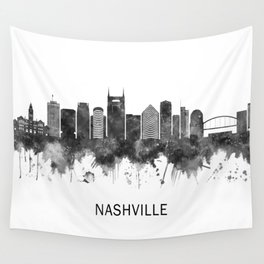 Nashville Tennessee Skyline BW Wall Tapestry