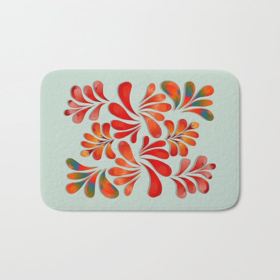 Floral Dance in Red Bath Mat