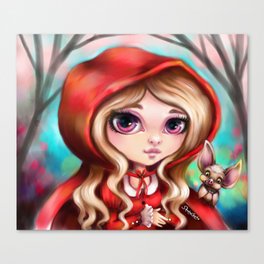Red Riding Hood and Her Little Bat Friend Canvas Print